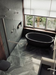 Душевая перегородка MaybahGlass MGD-726-5ш 79см хром матовый